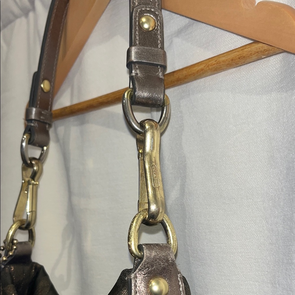 Coach Metallic Brown Monogram Hobo with Gold-Tone Hardware - Picture 5 of 7